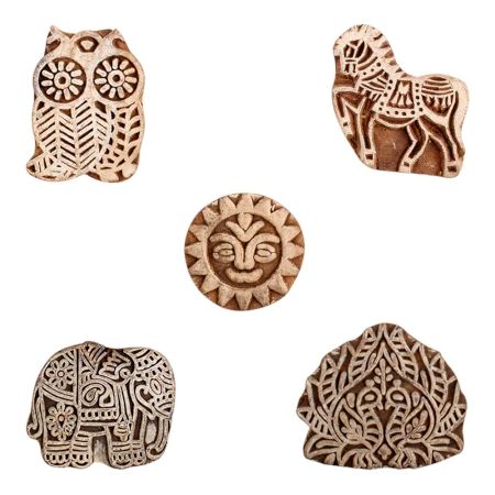 Set of 5 Piece New Mix Wooden Printing Block